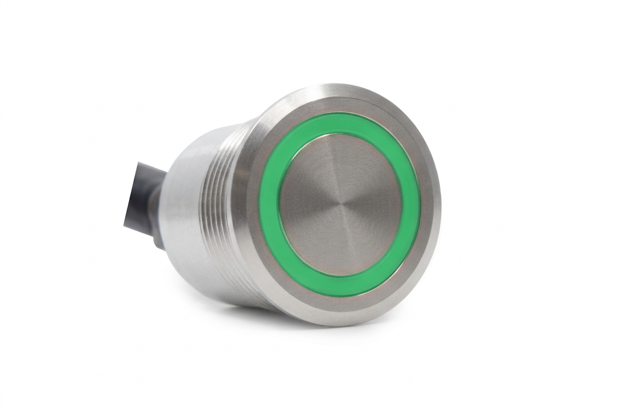 CMI58 22mm Aluminium Schalter (rastend) Ringbeleuchtung Grün