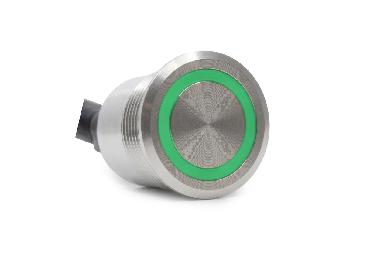CMI58 22mm Aluminium Schalter (rastend) Ringbeleuchtung Grün/Rot direkt