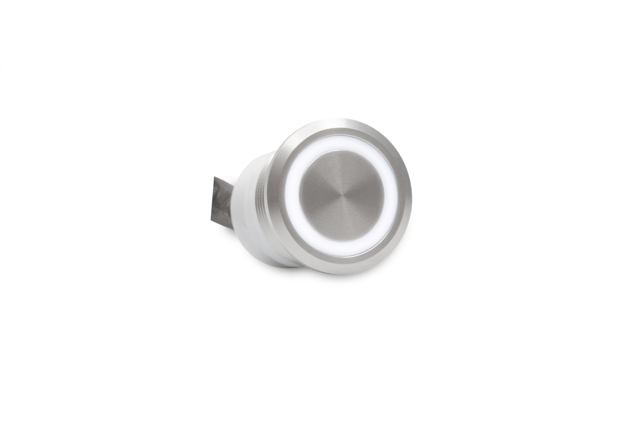CMI58 22mm Aluminium Schalter (rastend) Ringbeleuchtung Weiss