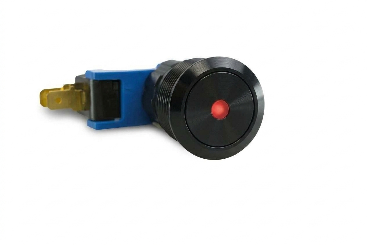CMI27 19mm Taster Aluminium Flach, Punktbeleuchtung Rot