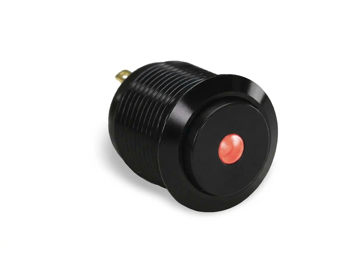 CMI10 16mm Taster Aluminium Hervorstehend, Punktbeleuchtung Rot