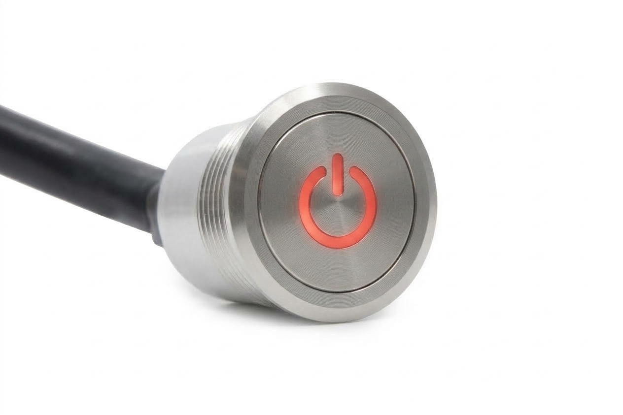 CMI58 22mm Aluminium Schalter (rastend) Standby Symbolbeleuchtung Rot