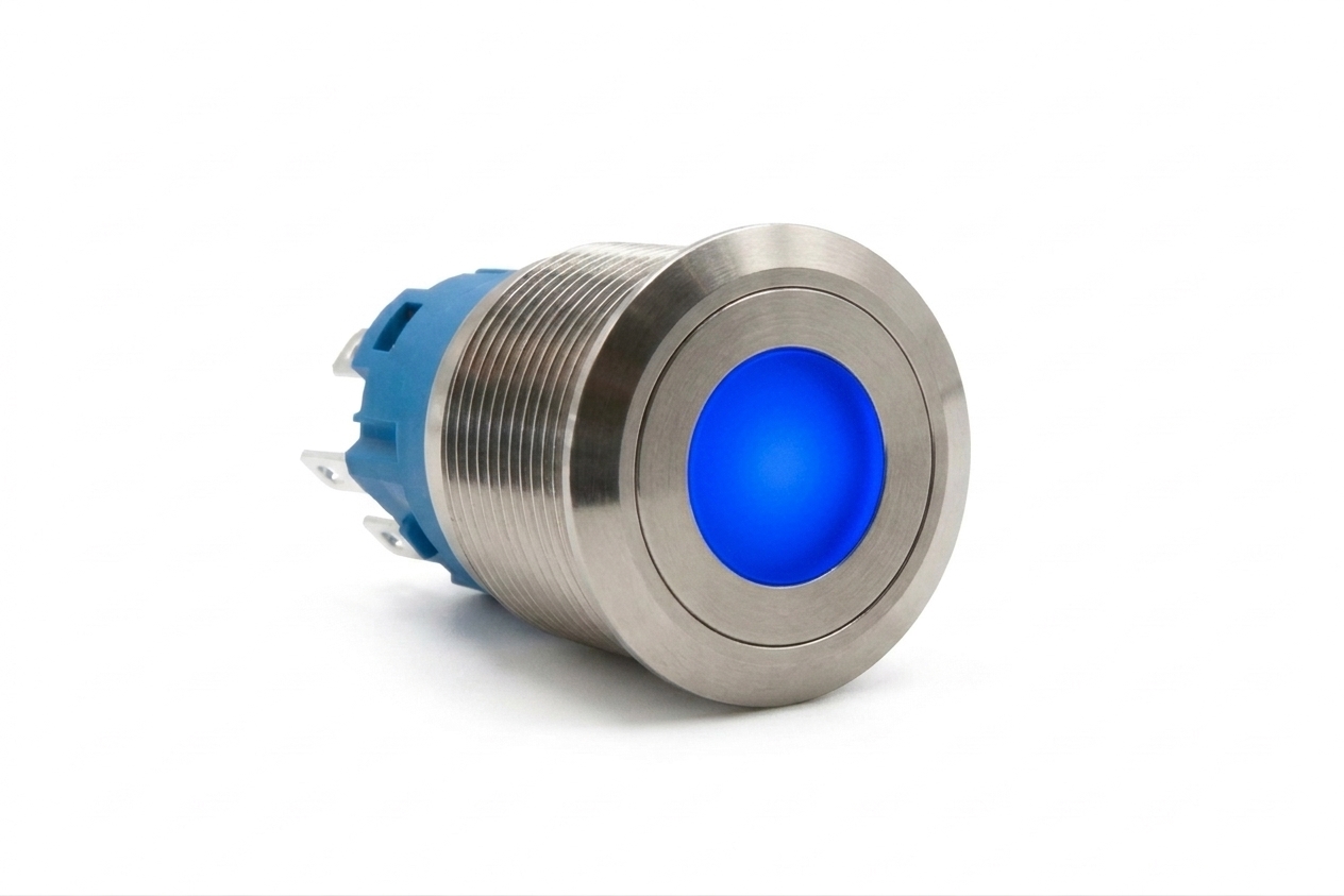 CMI19 19mm Edelstahl Taster Flach, Punktbeleuchtung 