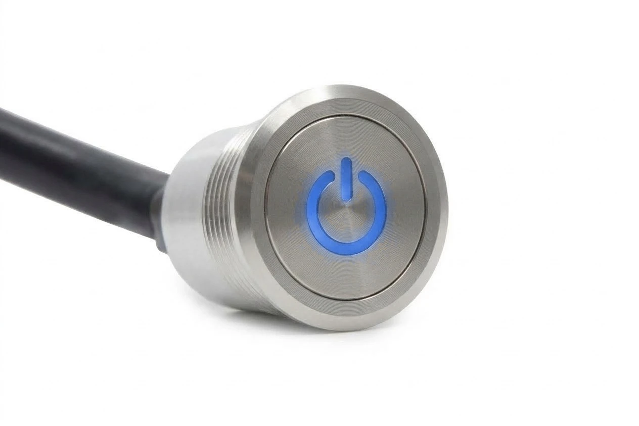 CMI58 22mm Aluminium Taster Standby Symbolbeleuchtung Blau/Grün direkt