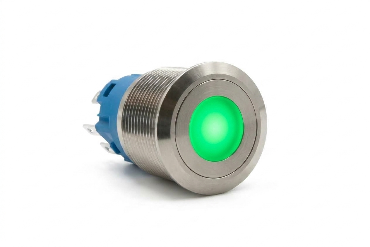 CMI19 19mm Edelstahl Taster Flach, Punktbeleuchtung 