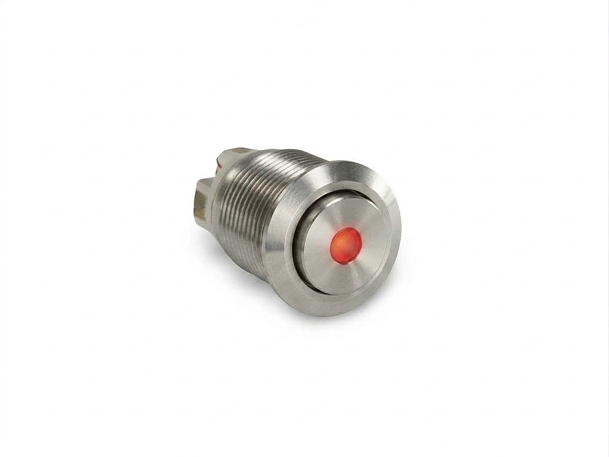 CMI10 16mm Taster Edelstahl Hervorstehend, Punktbeleuchtung Rot