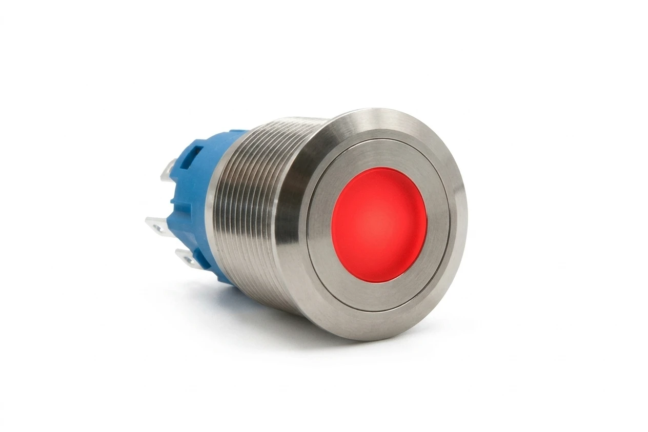 CMI19 19mm Edelstahl Taster Flach, Punktbeleuchtung 