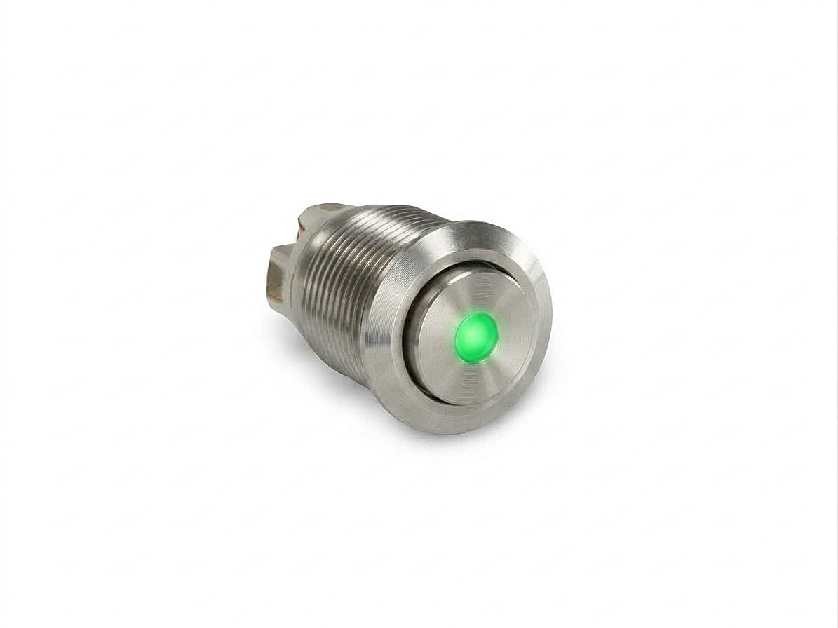 CMI10 16mm Taster Edelstahl Hervorstehend, Punktbeleuchtung Grün