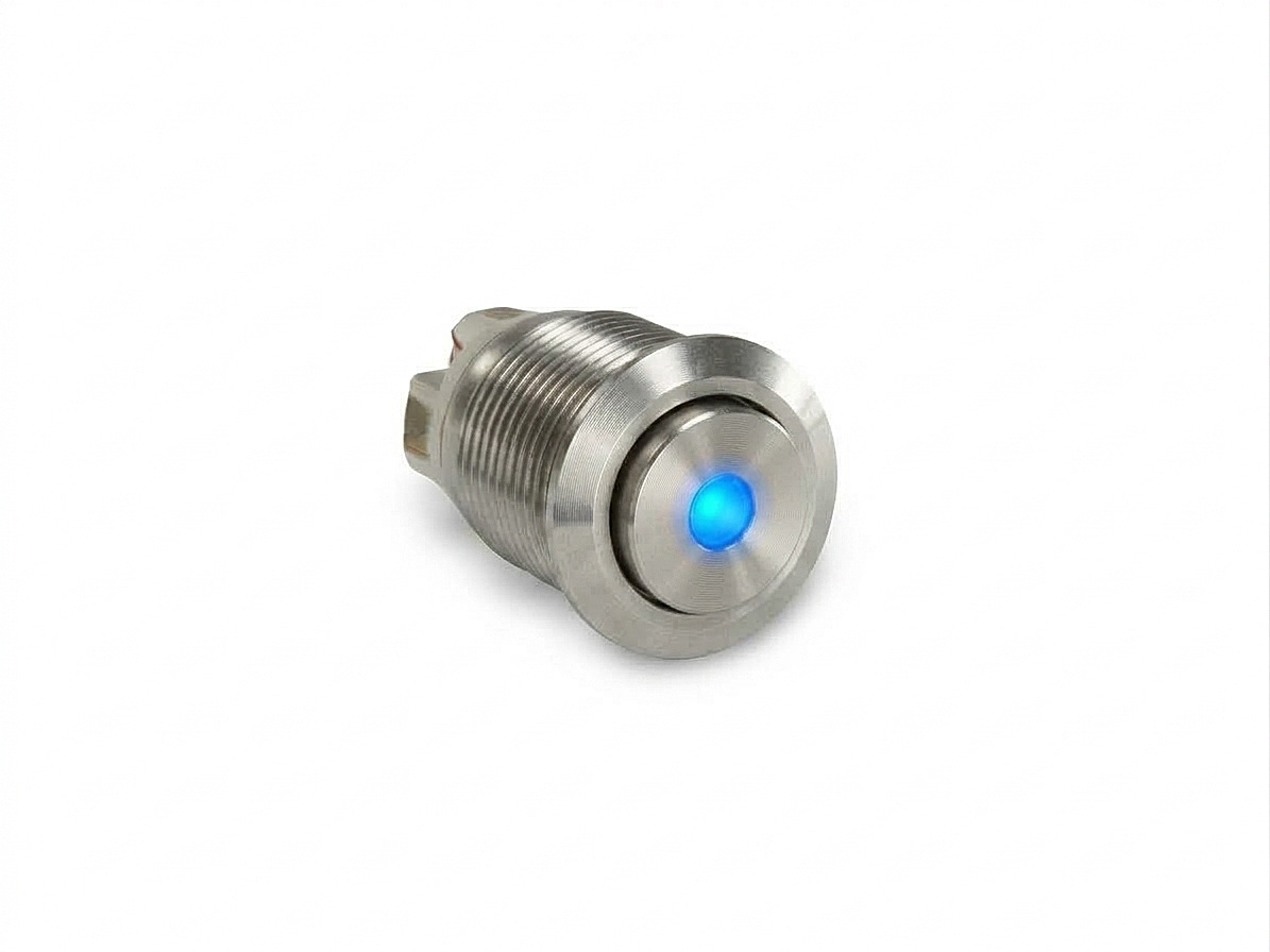 CMI10 16mm Taster Edelstahl Hervorstehend, Punktbeleuchtung Blau