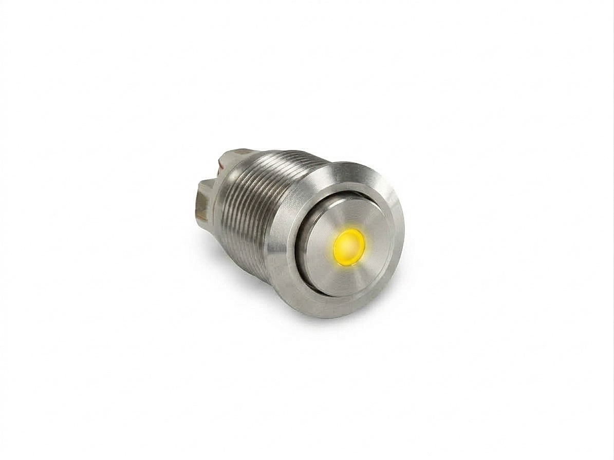 CMI10 16mm Taster Edelstahl Hervorstehend, Punktbeleuchtung Gelb