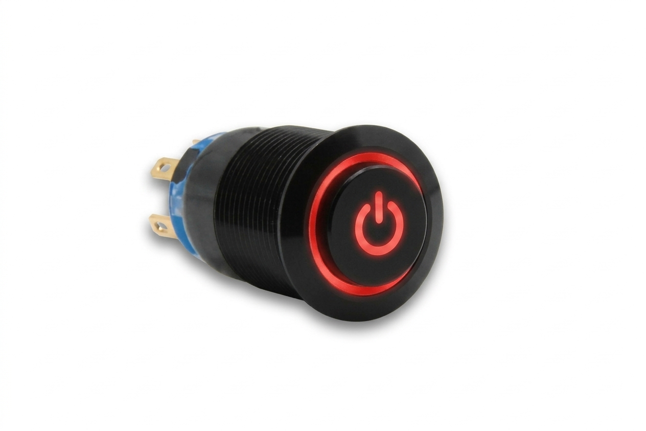 CMI19 19mm Aluminium Taster Hervorstehend, Standby Symbol mit Ringbeleuchtung 