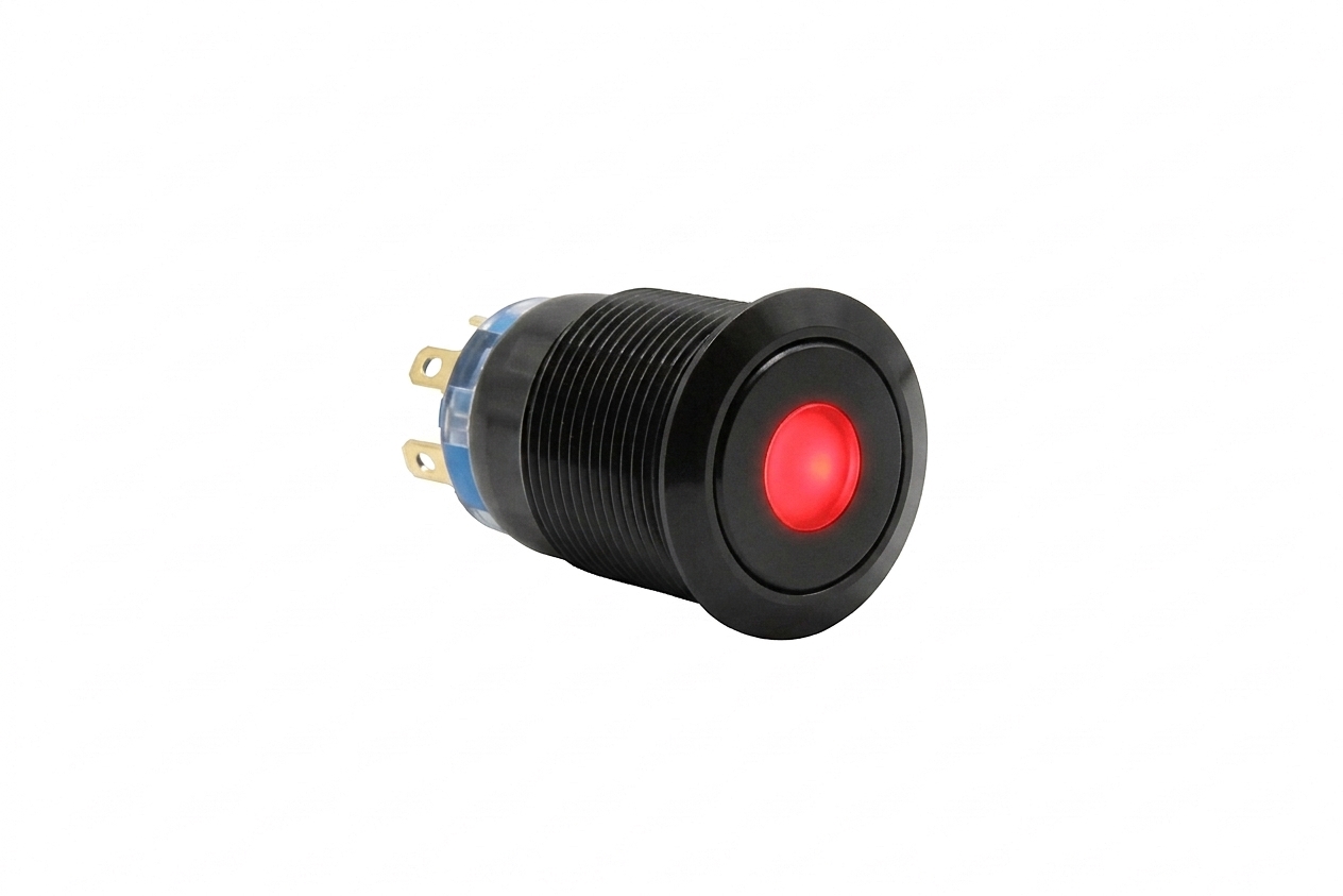 CMI19 19mm Aluminium Schalter (rastend) Flach, Punktbeleuchtung 