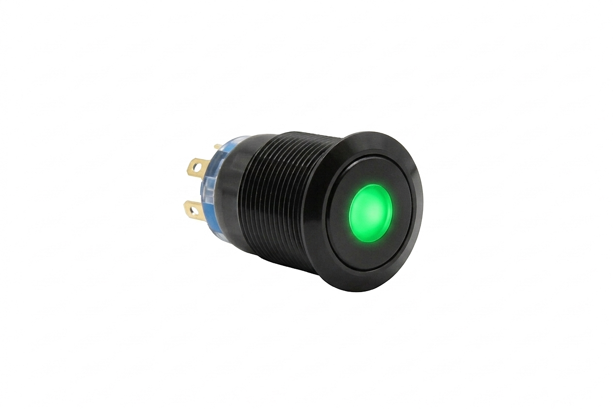 CMI19 19mm Aluminium Schalter (rastend) Flach, Punktbeleuchtung 