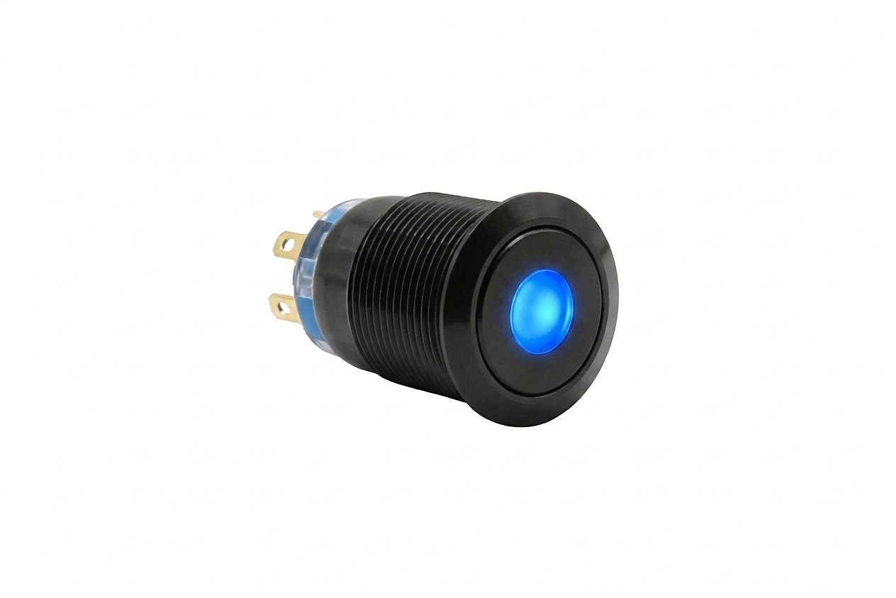 CMI19 19mm Aluminium Schalter (rastend) Flach, Punktbeleuchtung 