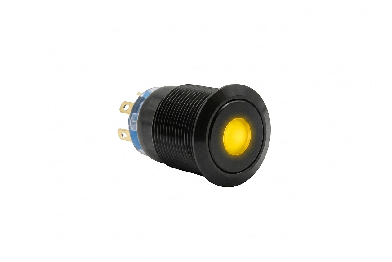 CMI19 19mm Aluminium Schalter (rastend) Flach, Punktbeleuchtung 