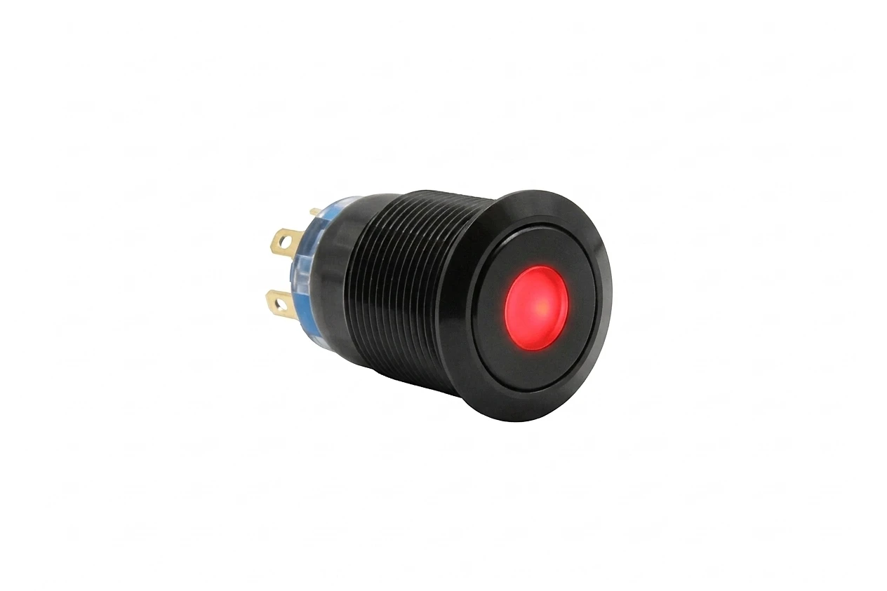 CMI19 19mm Aluminium Schalter (rastend) Flach, Punktbeleuchtung 
