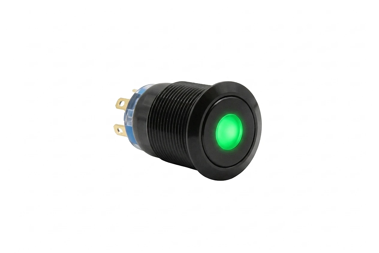 CMI19 19mm Aluminium Schalter (rastend) Flach, Punktbeleuchtung 