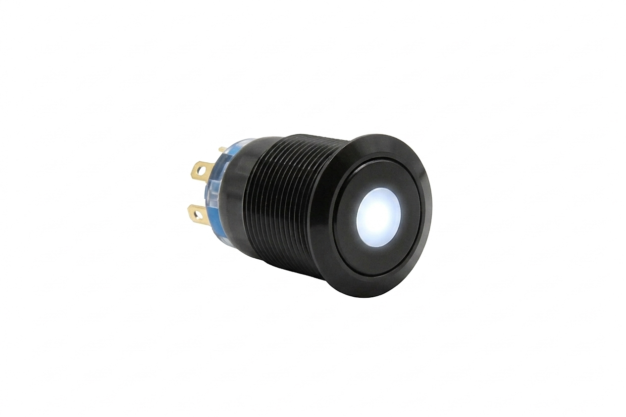 CMI19 19mm Aluminium Schalter (rastend) Flach, Punktbeleuchtung 
