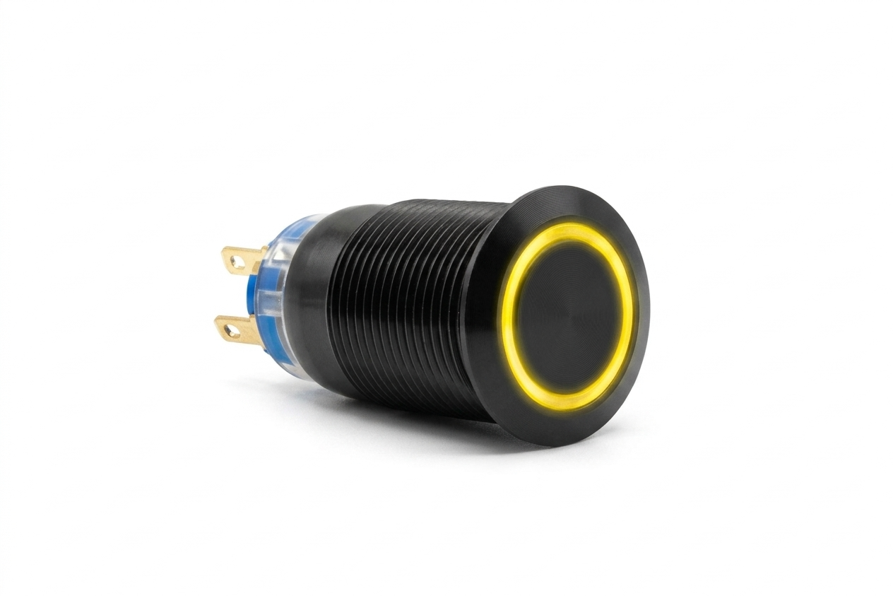 CMI19 19mm Aluminium Schalter (rastend) Flach, Ringbeleuchtung 