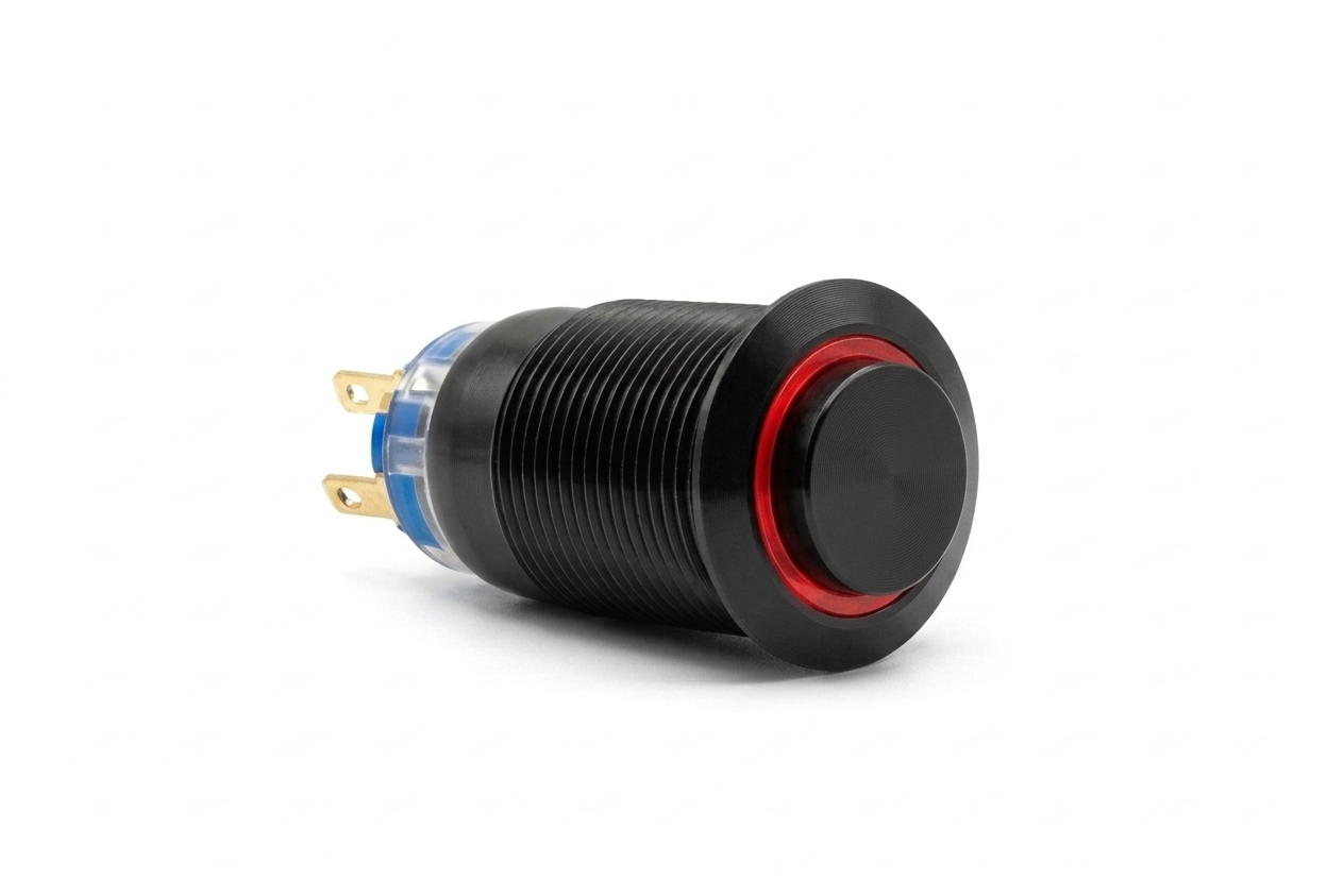 CMI19 19mm Aluminium Schalter (rastend) Hervorstehend, Ringbeleuchtung 