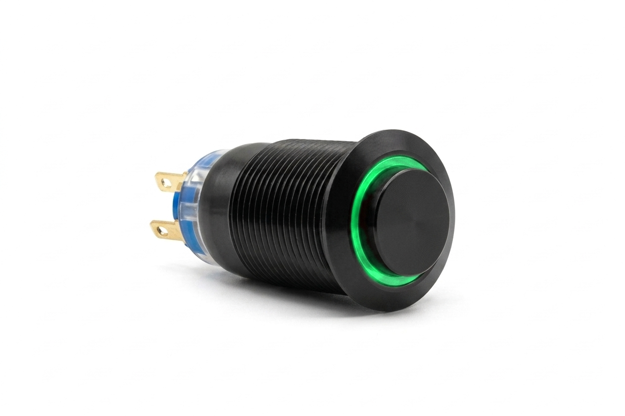 CMI19 19mm Aluminium Schalter (rastend) Hervorstehend, Ringbeleuchtung 