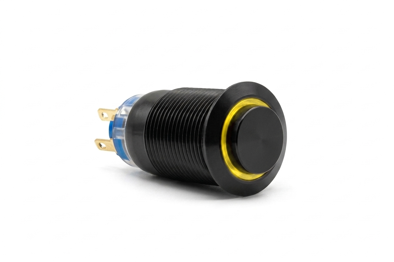 CMI19 19mm Aluminium Schalter (rastend) Hervorstehend, Ringbeleuchtung 