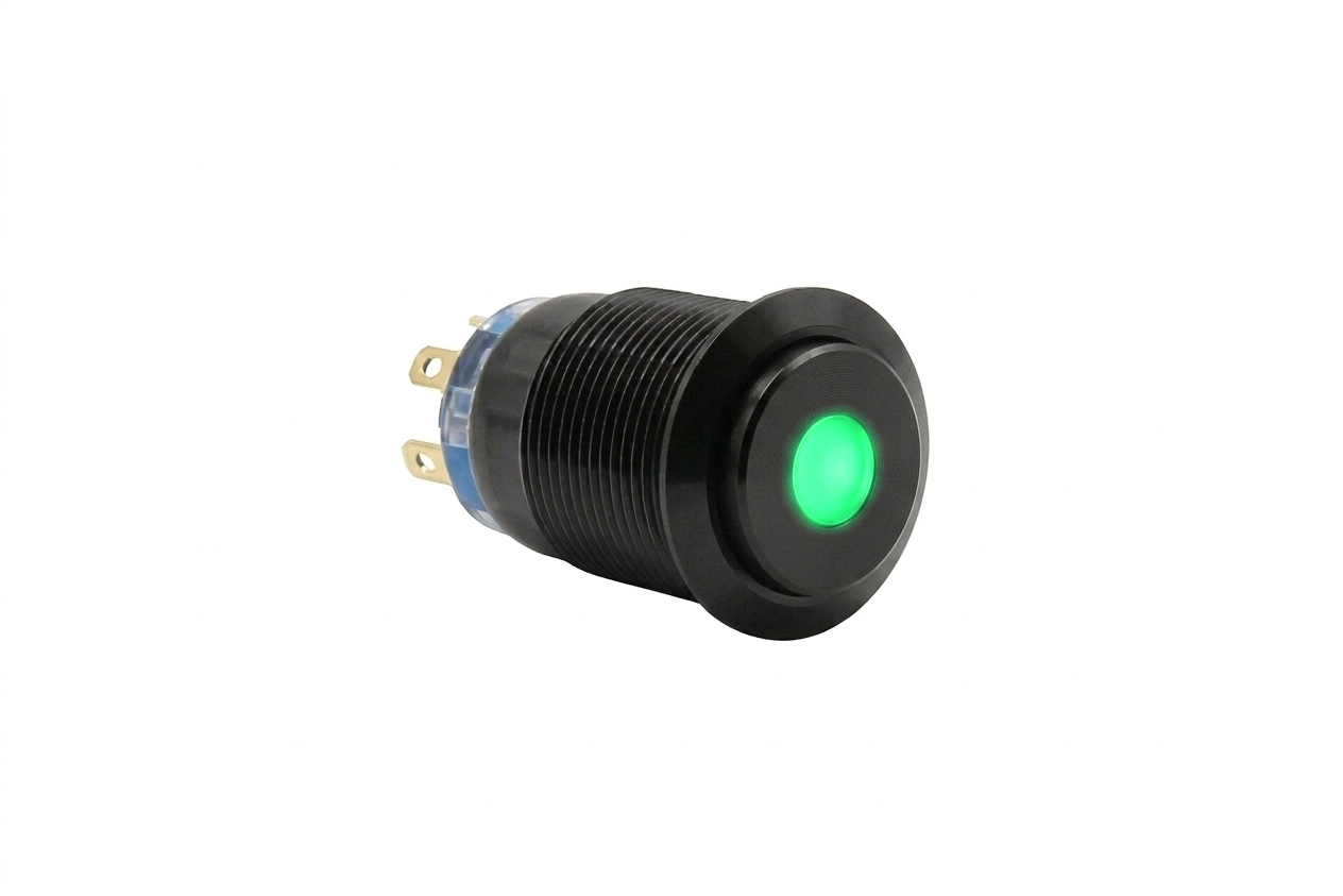 CMI19 19mm Aluminium Schalter (rastend) Hervorstehend, Punktbeleuchtung 