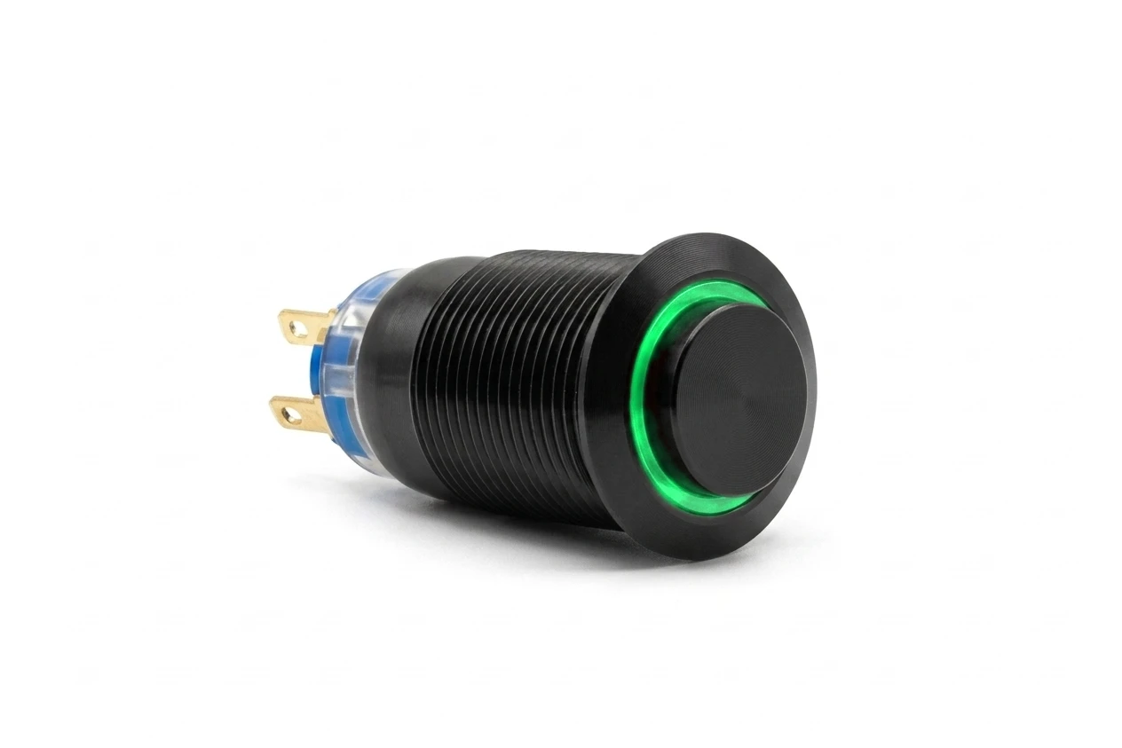 CMI19 19mm Aluminium Schalter (rastend) Hervorstehend, Ringbeleuchtung 