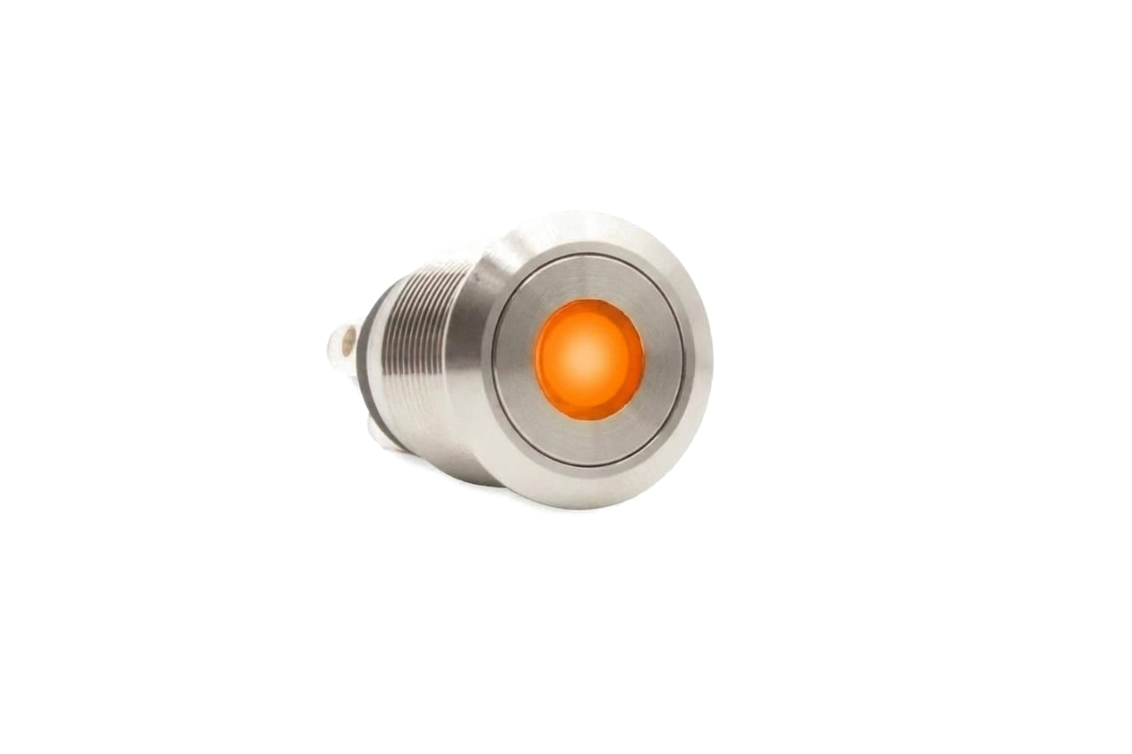 CMI02 19mm Taster Edelstahl Flach, Punktbeleuchtung Orange