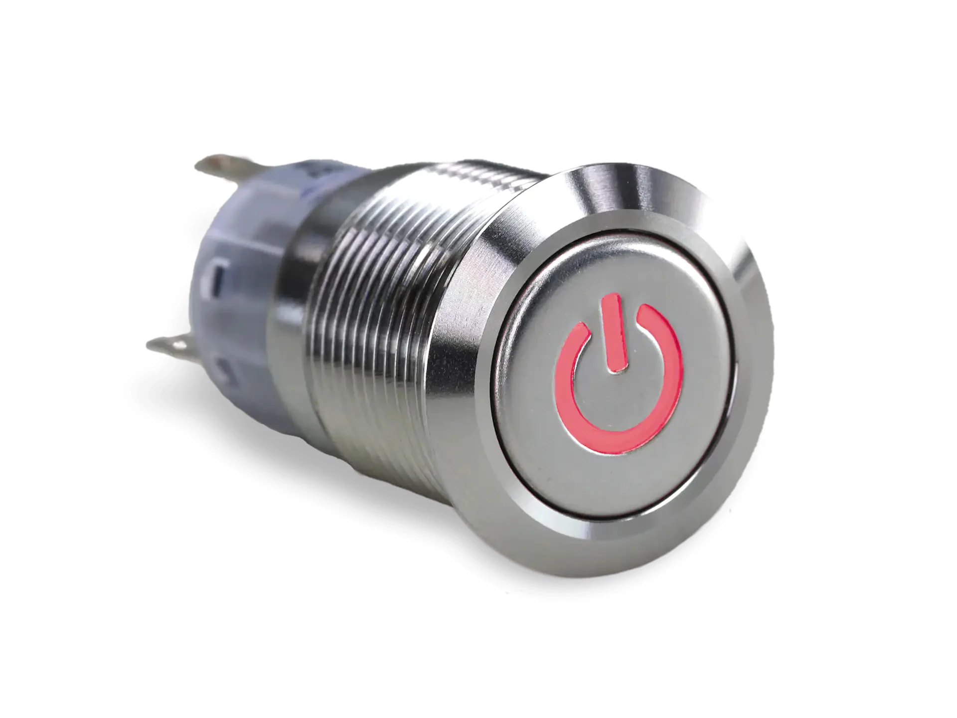 CMI30 19mm Edelstahl Schalter (rastend) Flach, Standby Symbolbeleuchtung RGB gemeinsame Anode