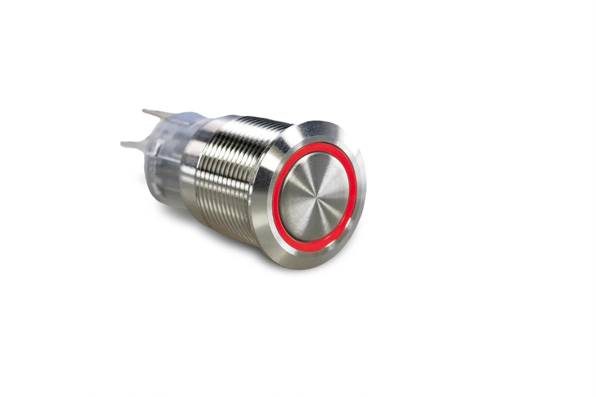 CMI30 19mm Edelstahl Schalter (rastend) Flach, Ringbeleuchtung RGB gemeinsame Anode