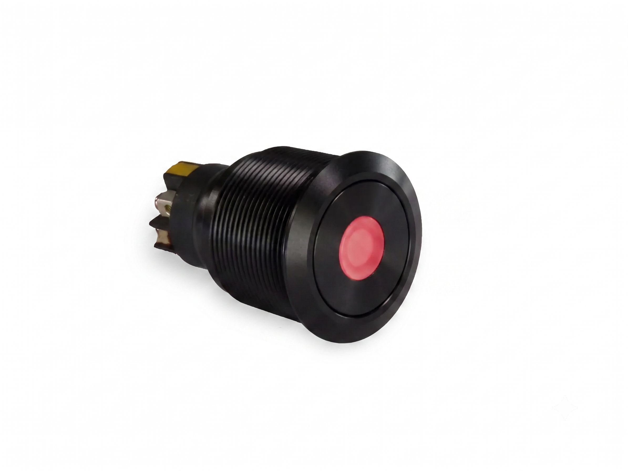 CMI40 25mm Aluminium Schalter (rastend) Flach, Punktbeleuchtung Rot