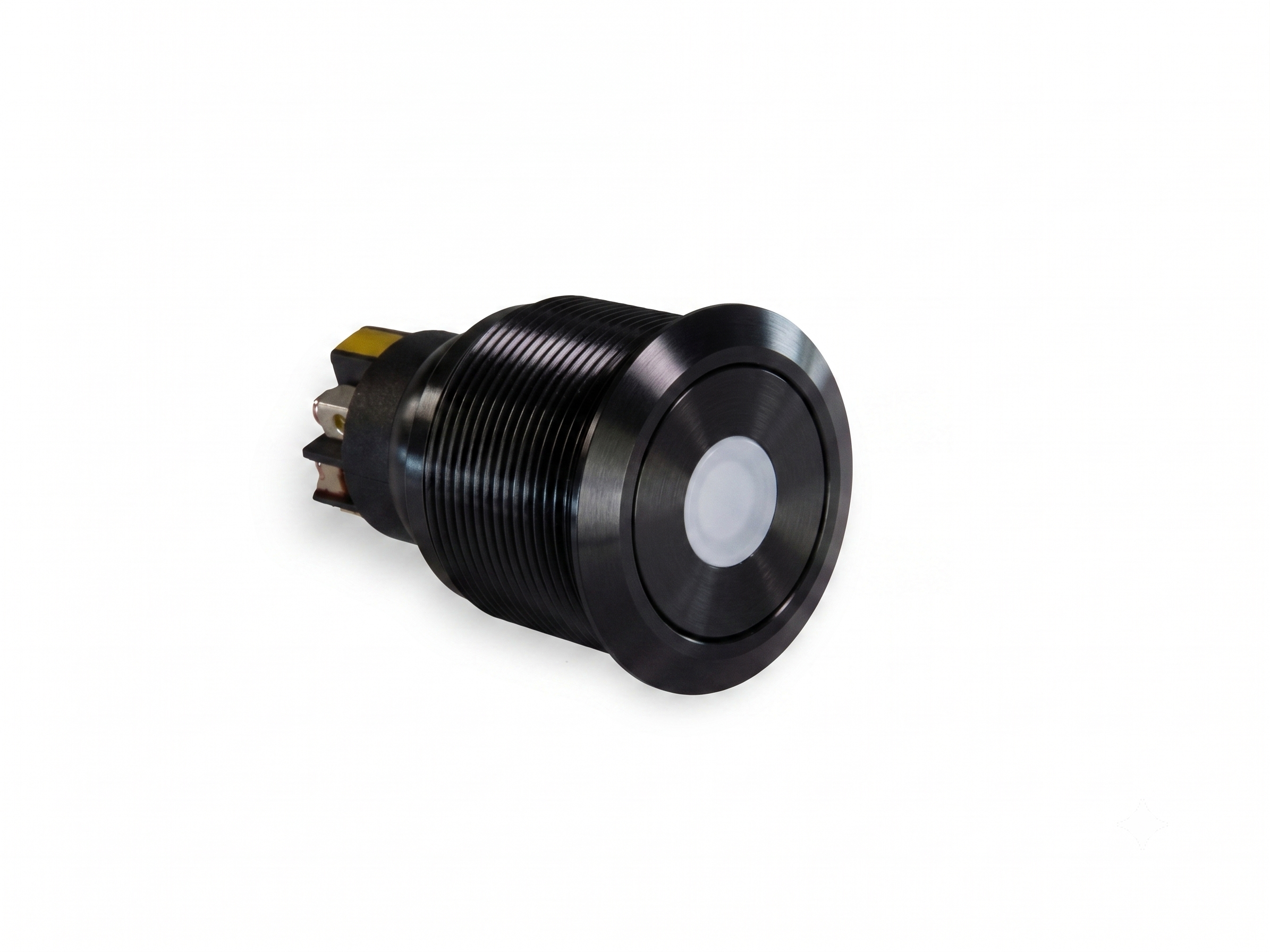 CMI40 25mm Aluminium Schalter (rastend) Flach, Punktbeleuchtung Weiss
