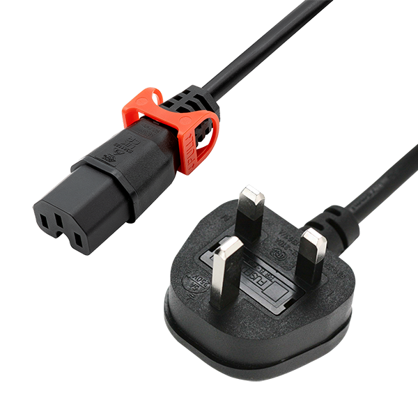 Abzugssichere Gerätezuleitung GB Stecker 13A Typ G BS1363 an IEC-Lock+ C15