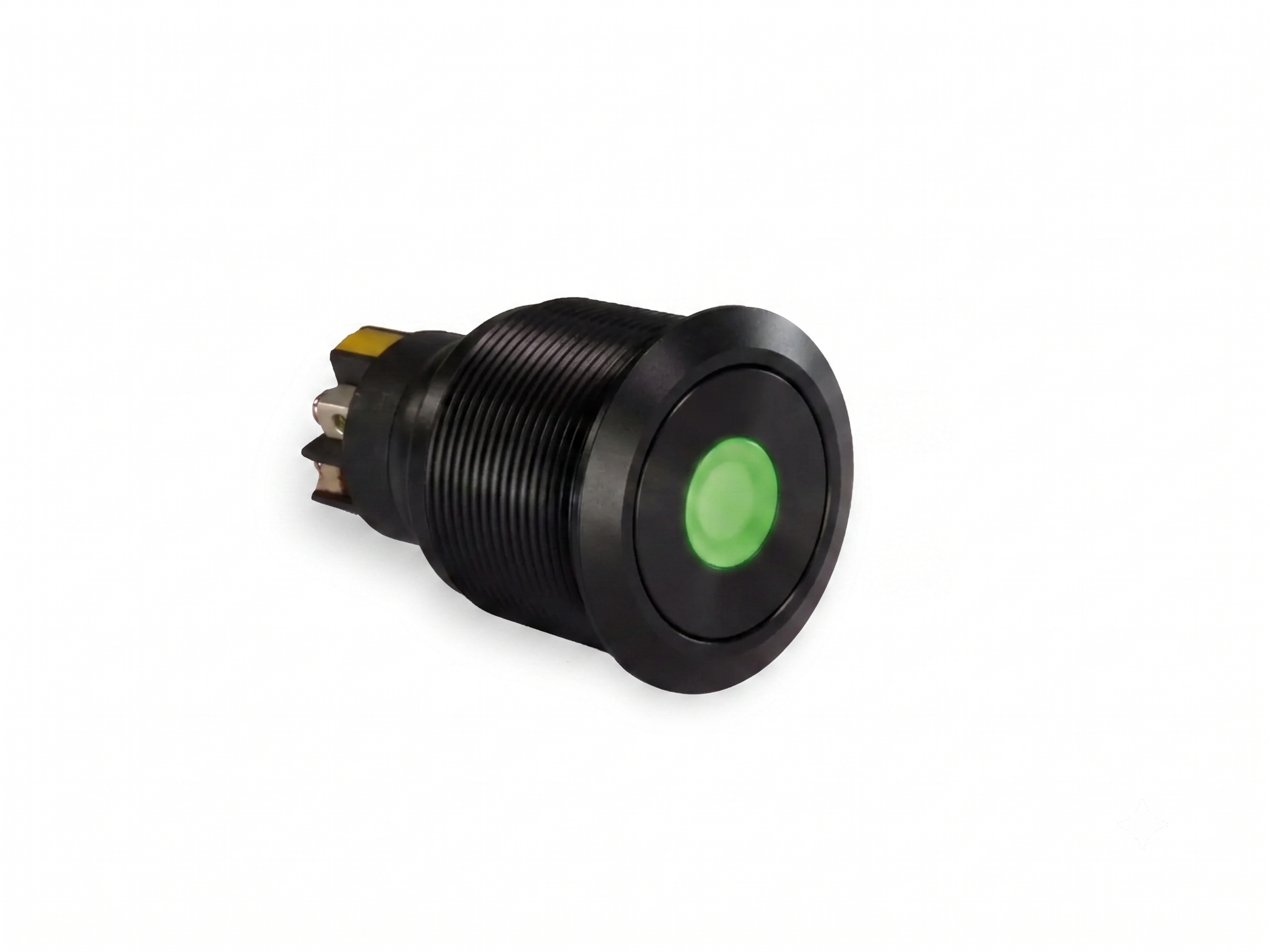 CMI40 25mm Aluminium Schalter (rastend) Flach, Punktbeleuchtung Grün