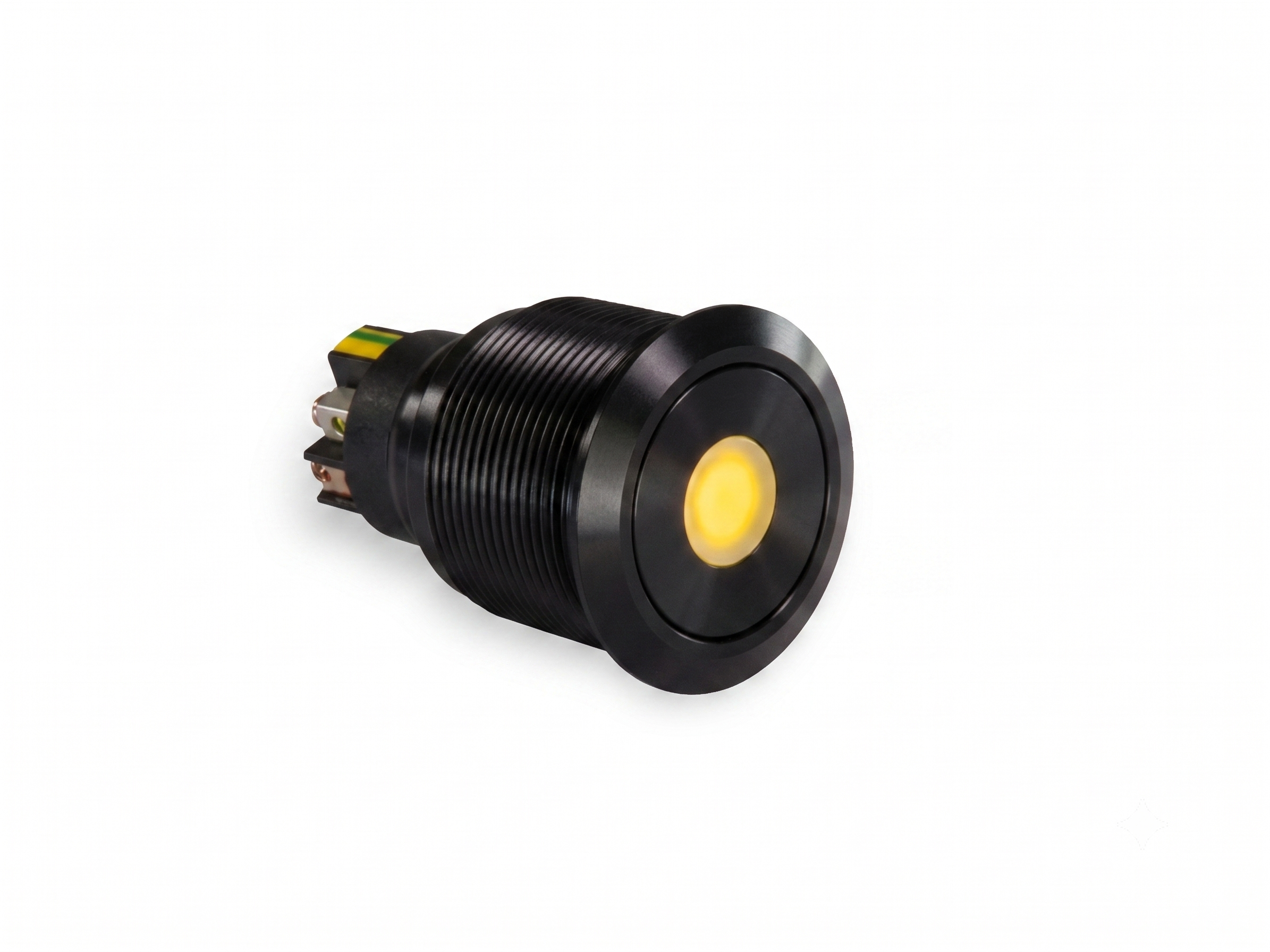 CMI40 25mm Aluminium Schalter (rastend) Flach, Punktbeleuchtung Gelb