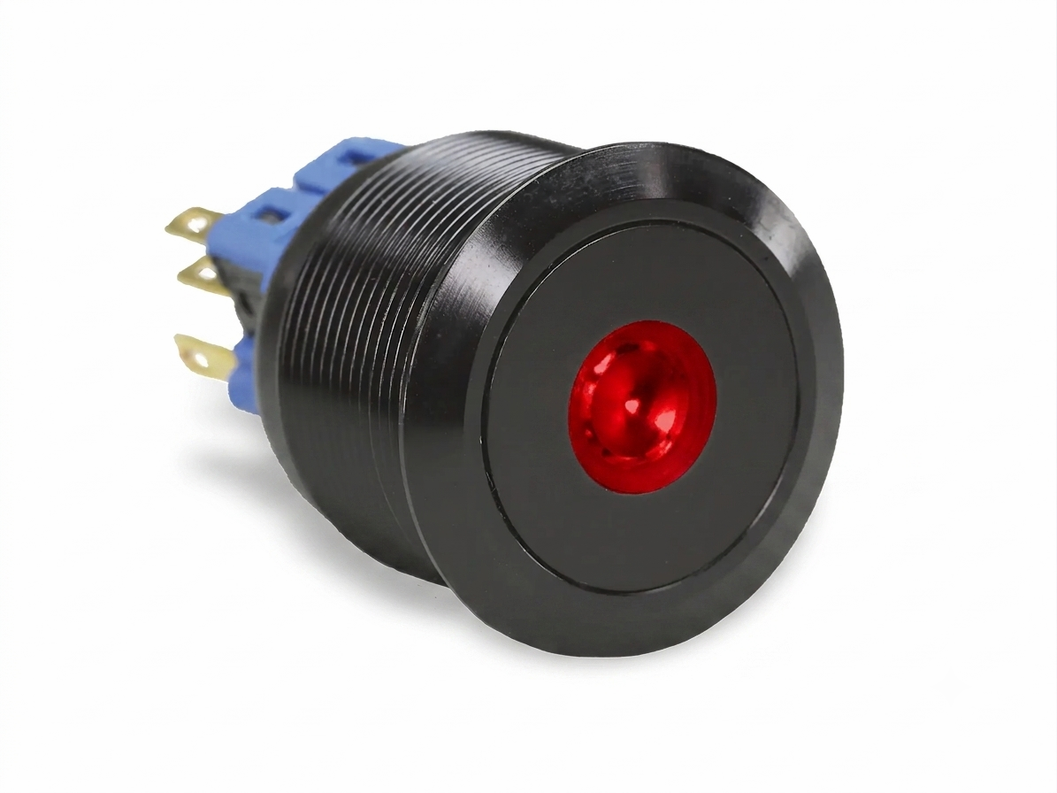 CMI40 25mm Aluminium Schalter (rastend) Flach, Punktbeleuchtung RGB gemeinsame Anode